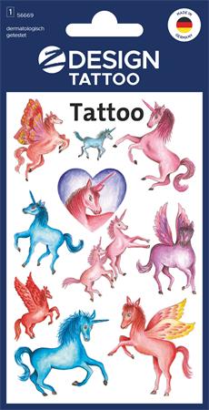 Matrica, tetoválás, 1 ív, 76x120 mm, AVERY ZWECKFORM, "Z-Design No.5669", unikornisok